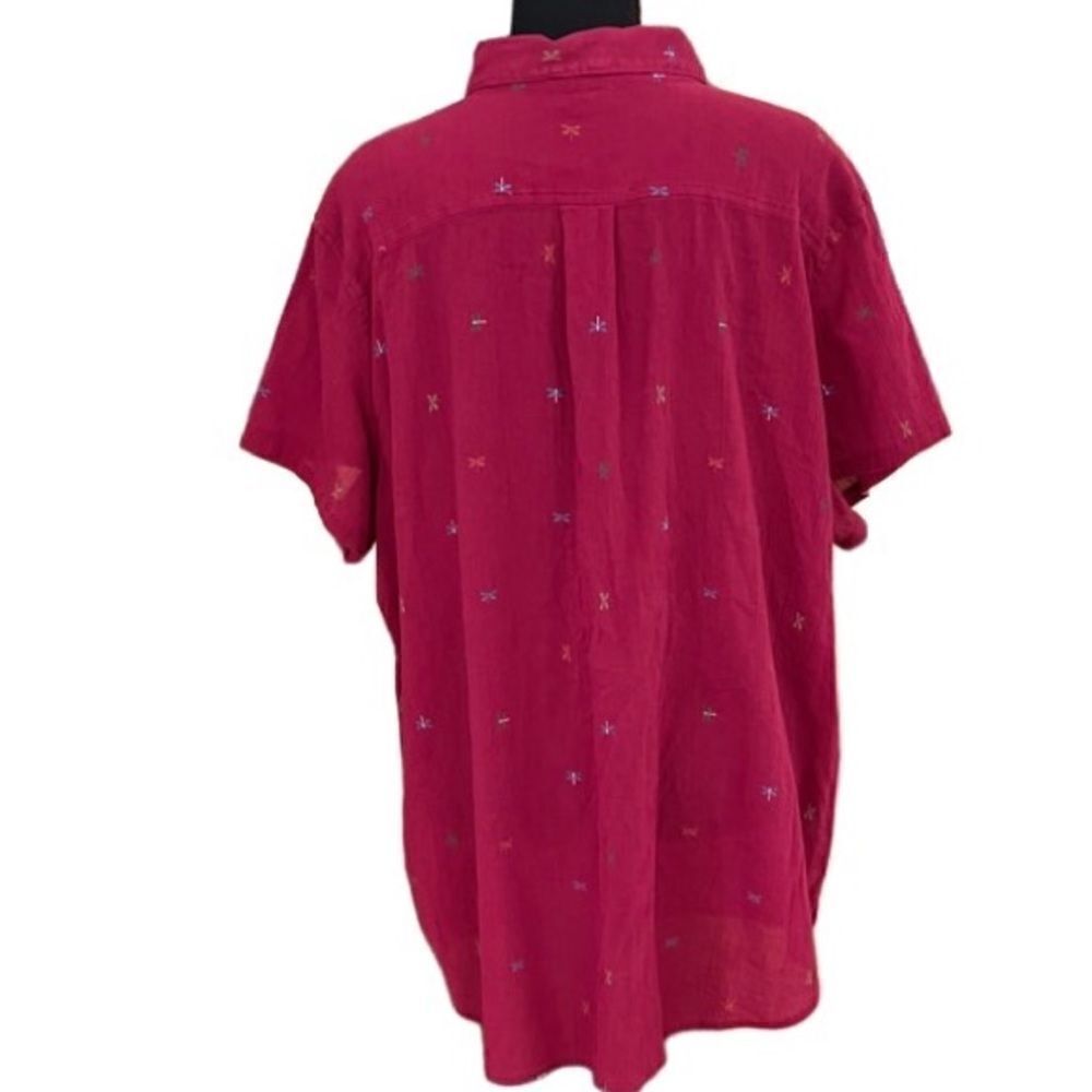 EDDIE BAUER DRAGONFLY PRINT BURGUNDY CAMP SHIRT size 2X - Picture 2 of 7